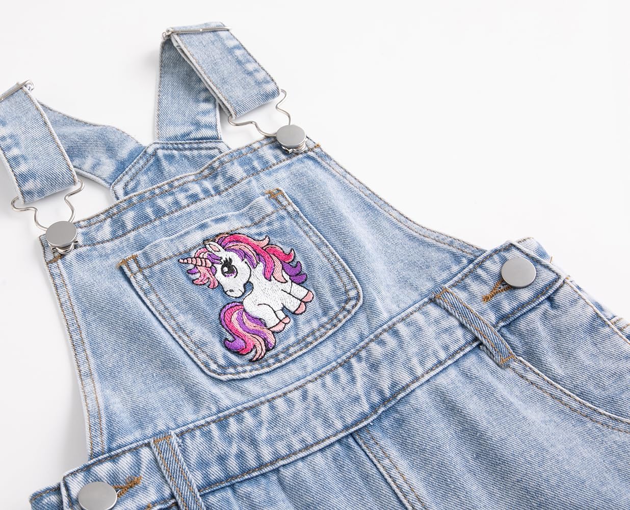 Girls Unicorn Embroidered Wide-Leg Overalls Big2815