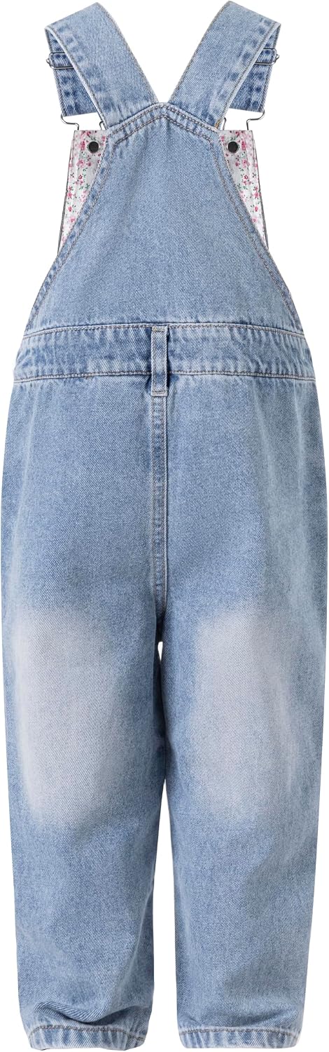 Girls Heart Embroidered Floral Overalls Big2816