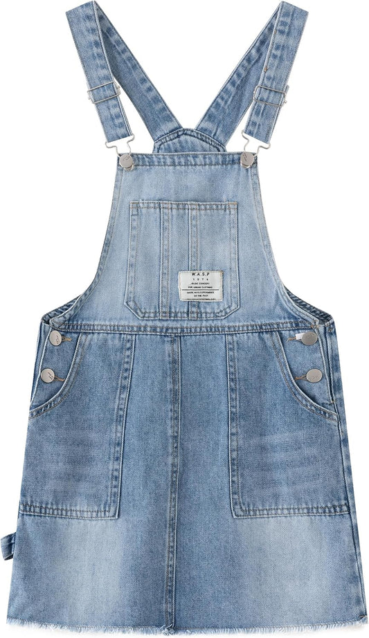 KIDSCOOL Girls Denim Overall Skirt Big2811 Light Blue