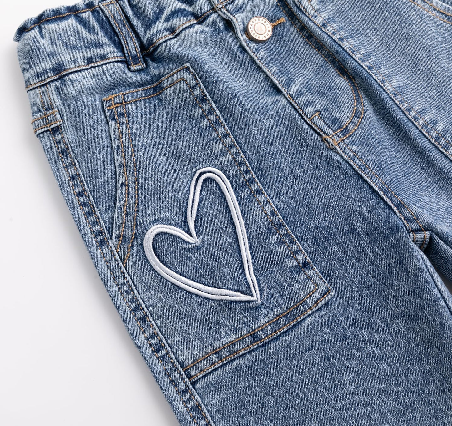 Girls Heart Elastic-Waist Wide-Leg Jeans Big2807