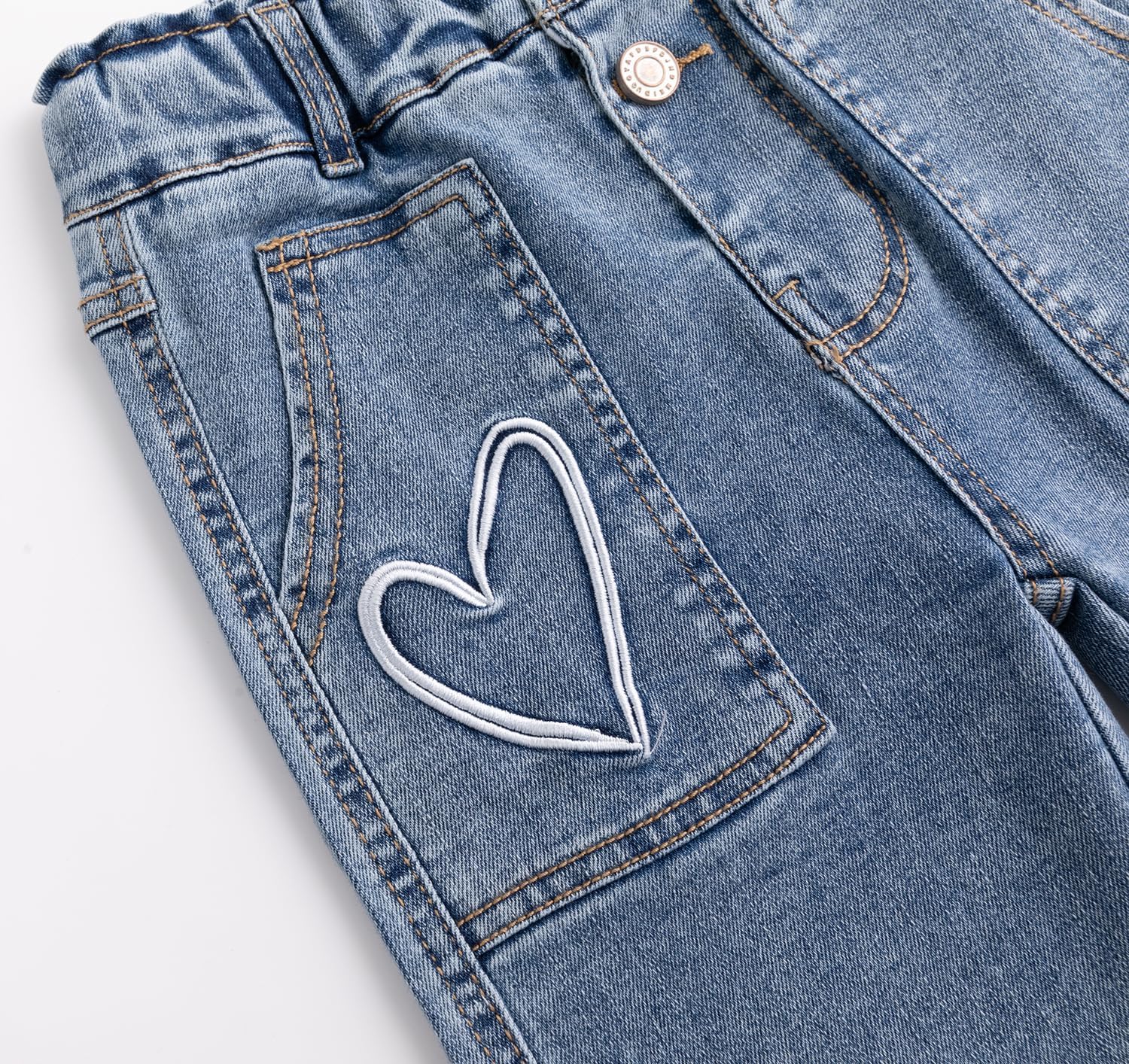 Girls Heart Elastic-Waist Wide-Leg Jeans Big2807
