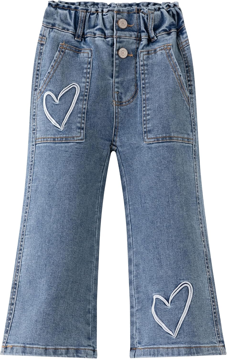 Girls Heart Elastic-Waist Wide-Leg Jeans Big2807