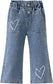 Girls Heart Elastic-Waist Wide-Leg Jeans Big2807
