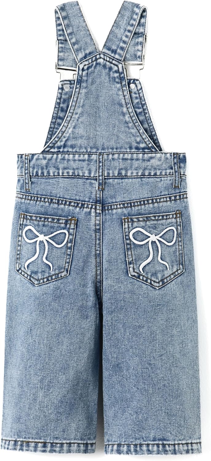 Girls Butterfly Wide-Leg Denim Overalls Big2805