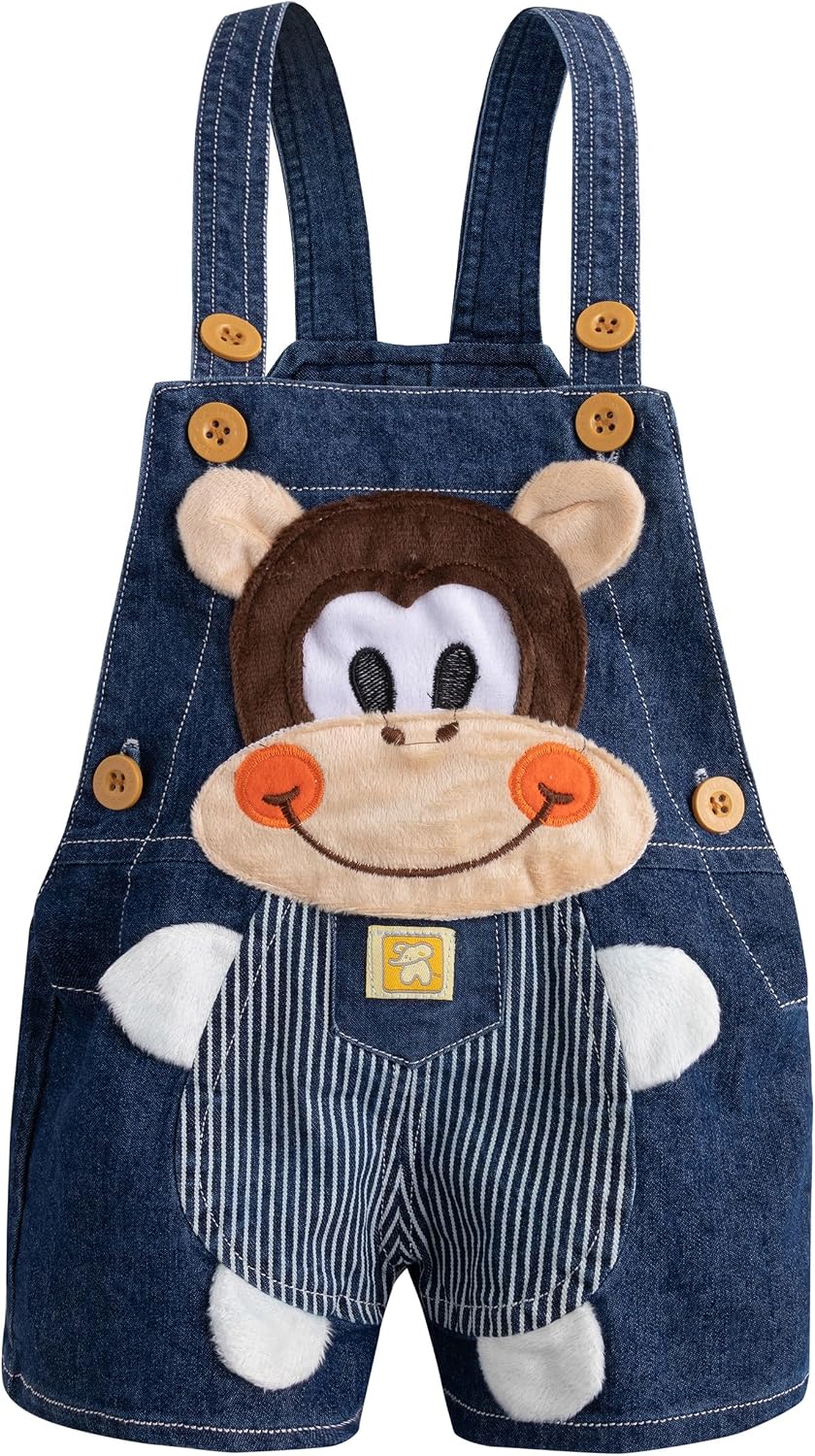 KIDSCOOL Cartoon Animal Denim Shortalls