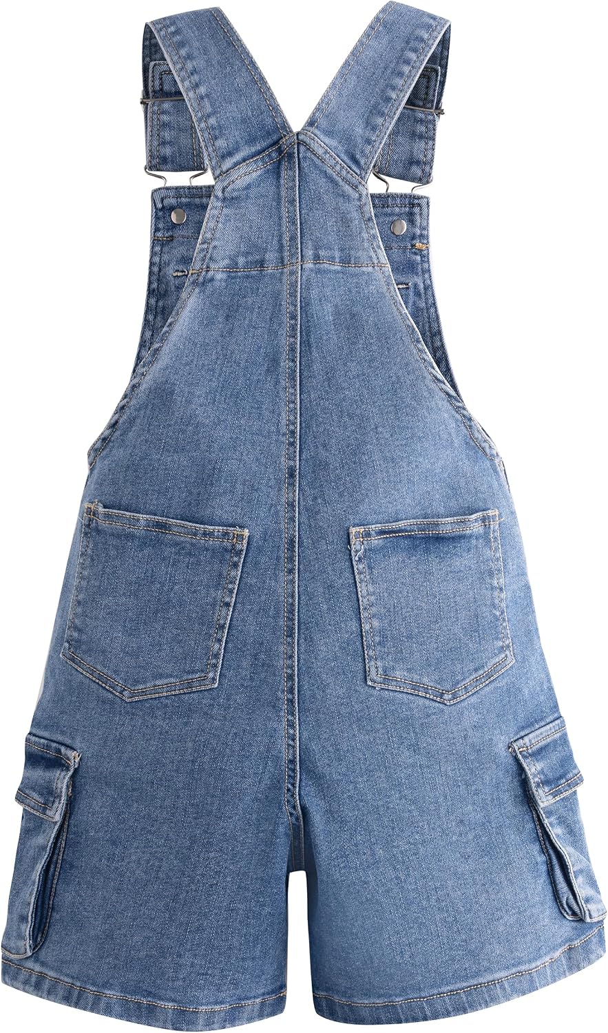 Girls Denim Cargo Overall Shorts Big2809