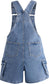 Girls Denim Cargo Overall Shorts Big2809
