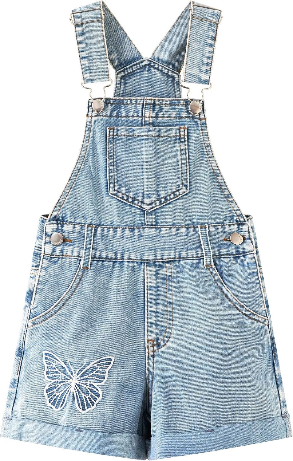 Girls Butterfly Embroidered Denim Shortalls Big2820