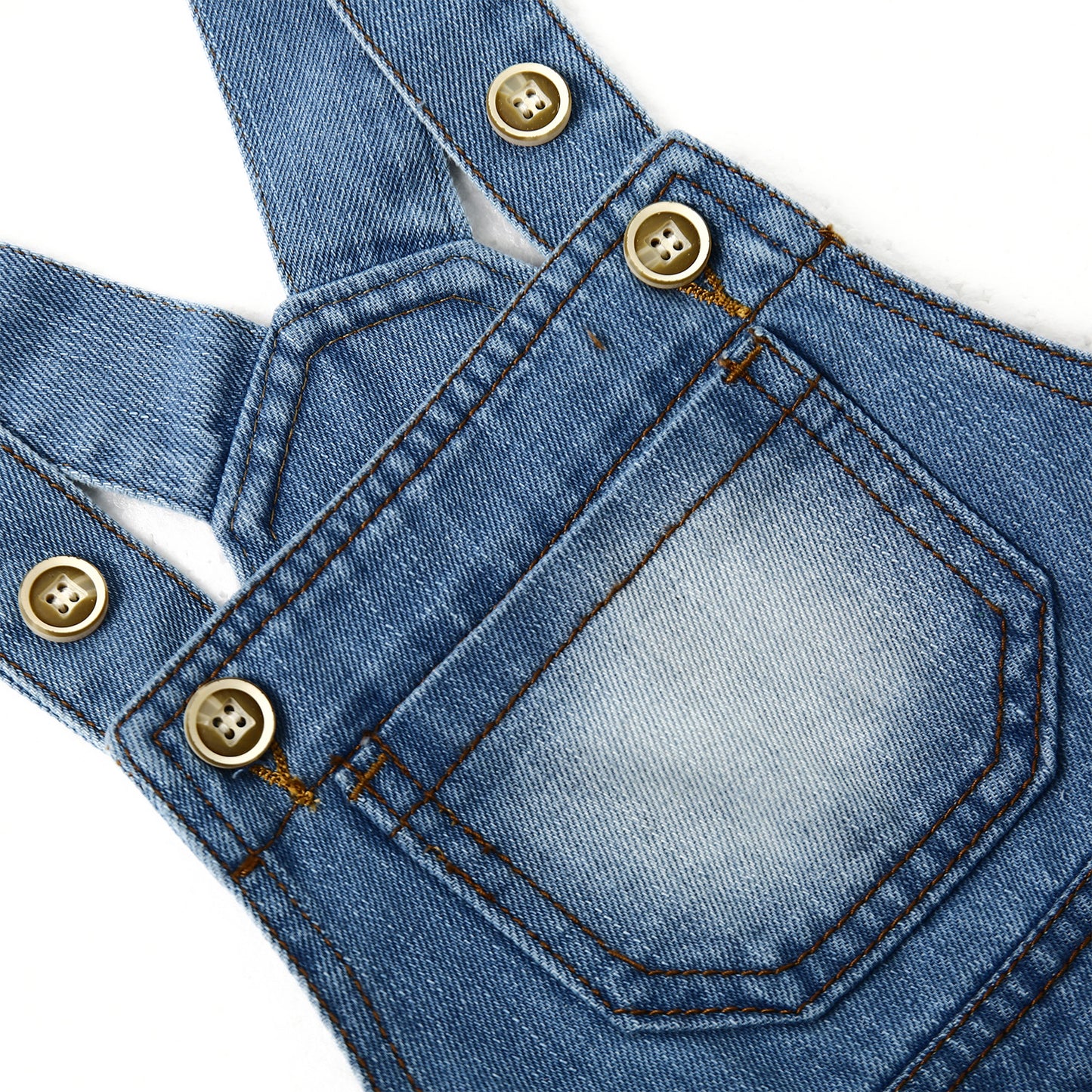 Toddler Baby Summer Front Pocket Denim Shortalls