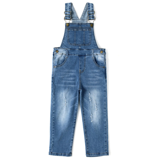 Child Ripped Stone Washed Jeans Overalls