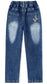 4-15T Girls Jeans, Ribbed Elastic Waist Embroidered Denim Pants