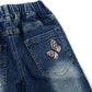 4-15T Girls Jeans, Ribbed Elastic Waist Embroidered Denim Pants