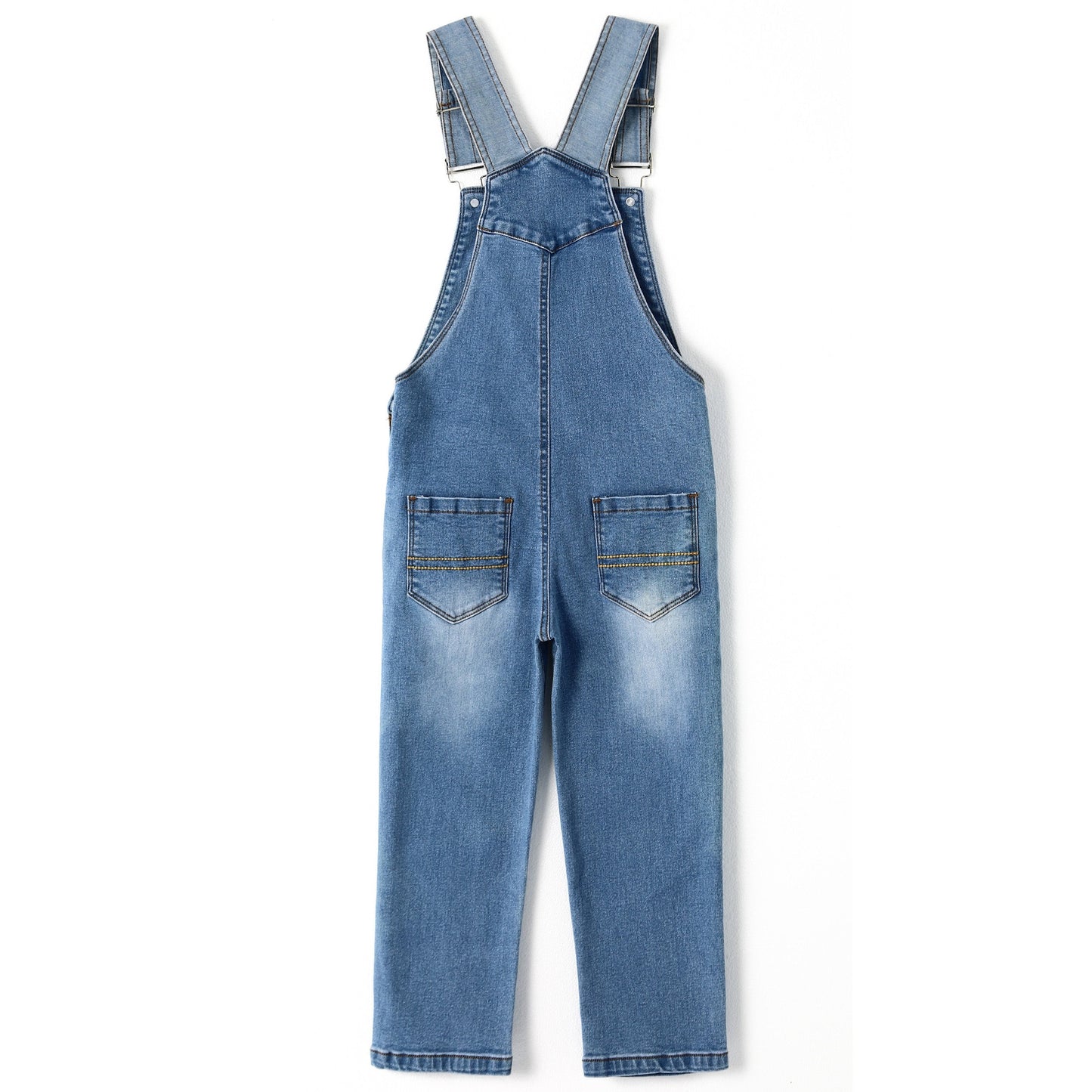 12M-14T Adjustable Light Blue Washed Jeans Overalls