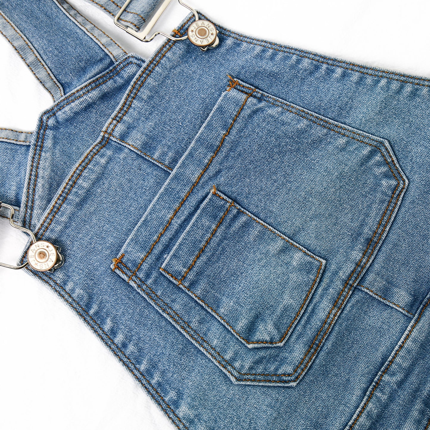 12M-14T Adjustable Light Blue Washed Jeans Overalls
