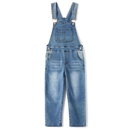 12M-14T Adjustable Light Blue Washed Jeans Overalls