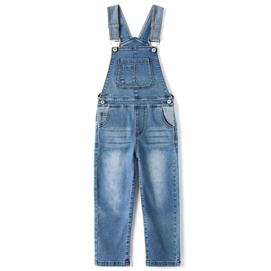 Toddler Adjustable Light Blue Washed Jeans Overalls