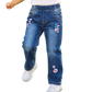 5-15T Girls Embroiderd Flower Decor Slim Jeans Pants