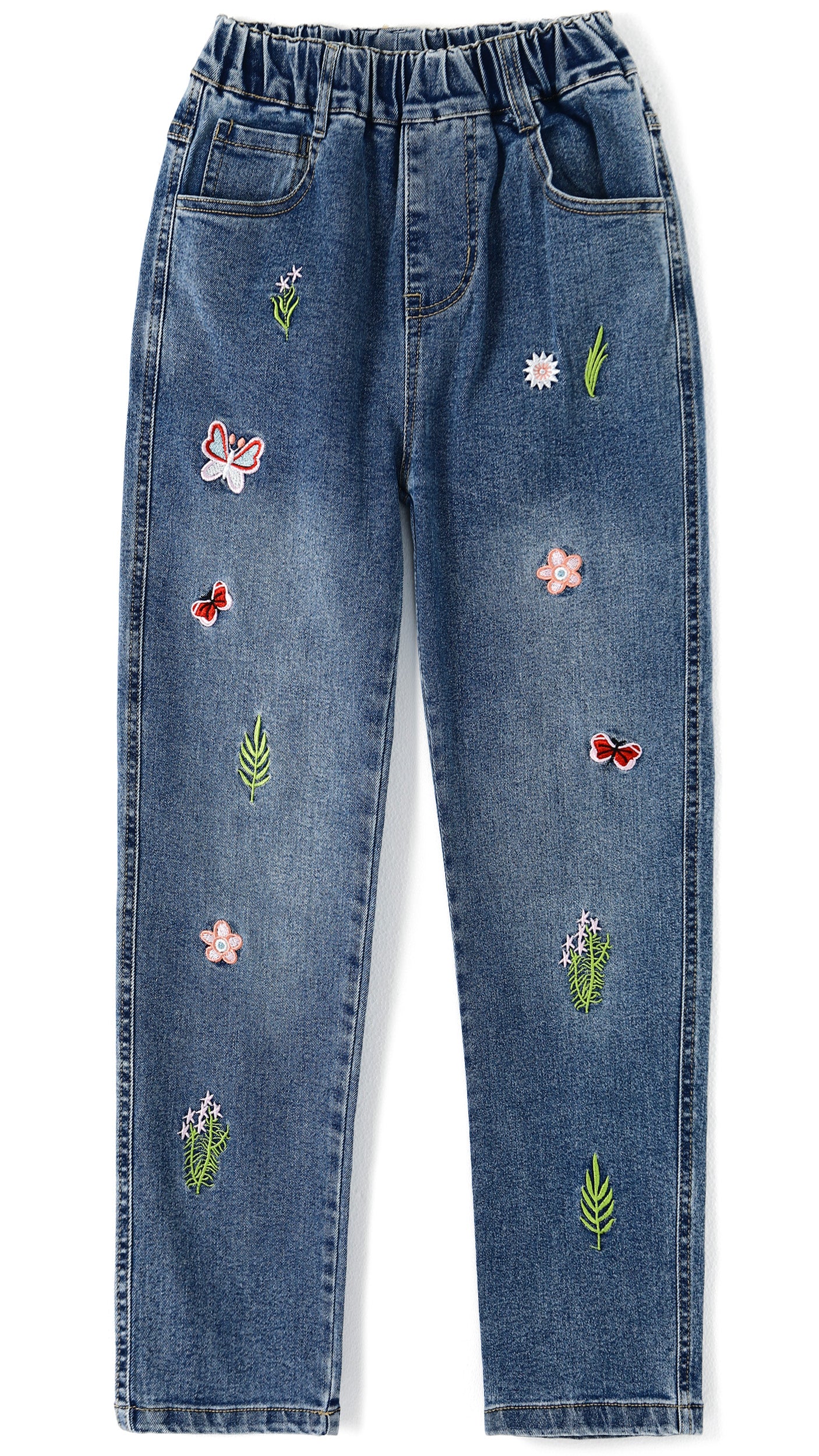 5-15T Little Girls Embroidery Slim Jeans Pants