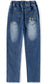 4-12T Girls Jeans, Ribbed Elastic Waist Embroidered Denim Pants