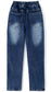 5-12T Girls Jeans, Ribbed Elastic Waist Embroidered Denim Pants