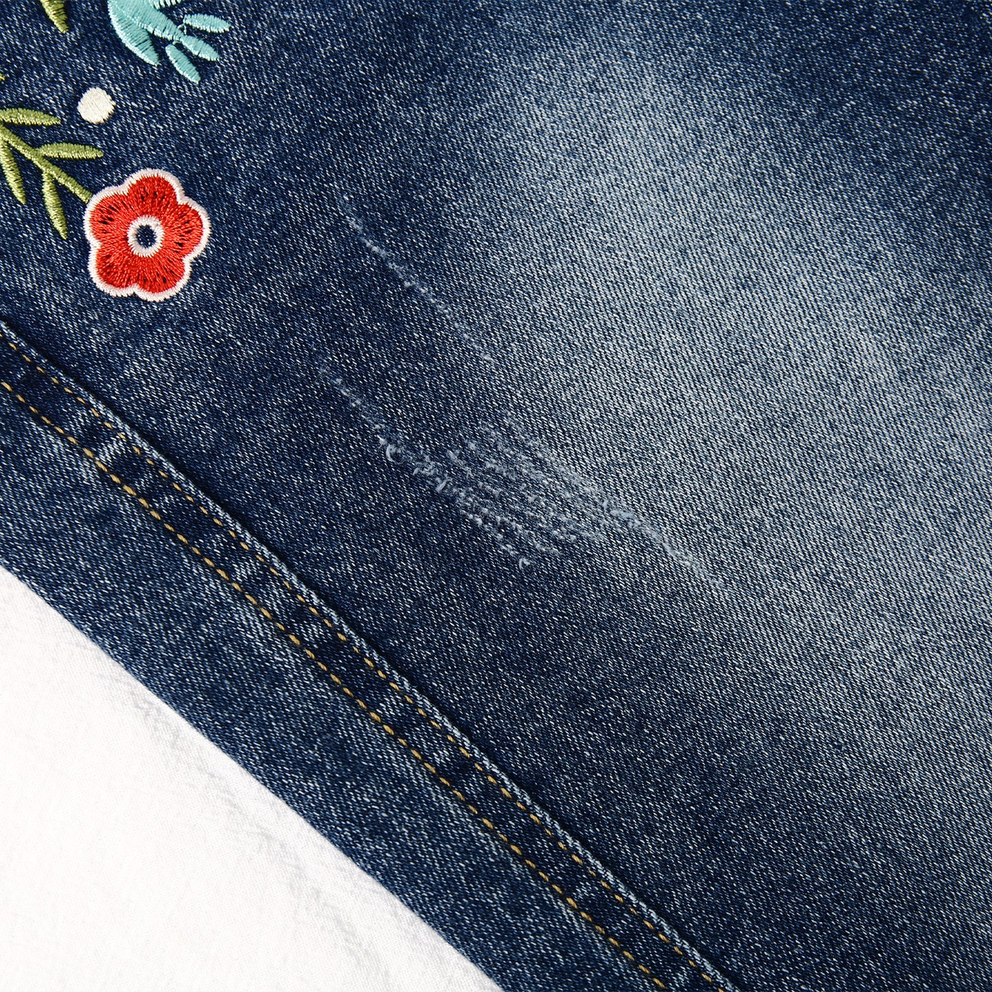 5-12T Girls Jeans, Ribbed Elastic Waist Embroidered Denim Pants
