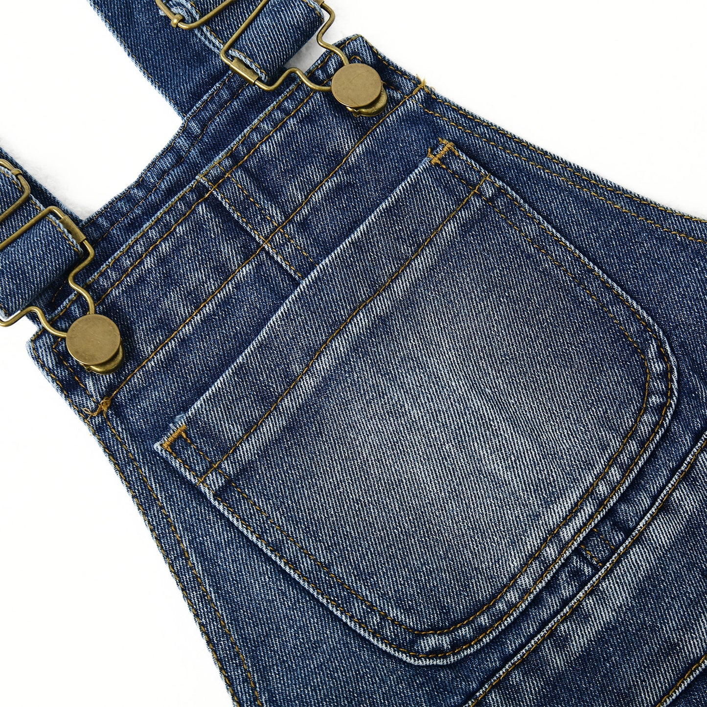 Kids Pocket Stone Washed Ripped Denim Overalls