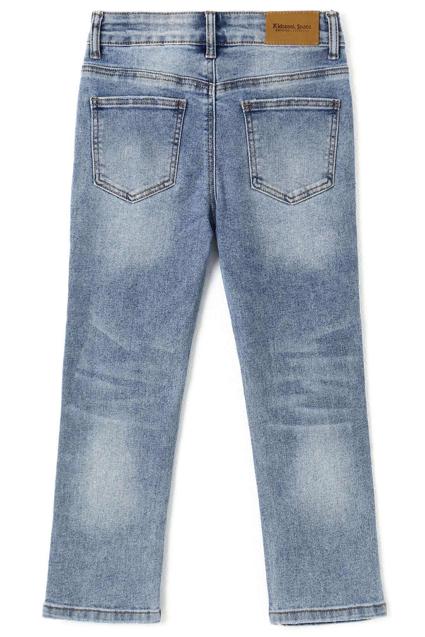 Girls Slim-fit Jeans, Ripped Holes Straight Denim Pants