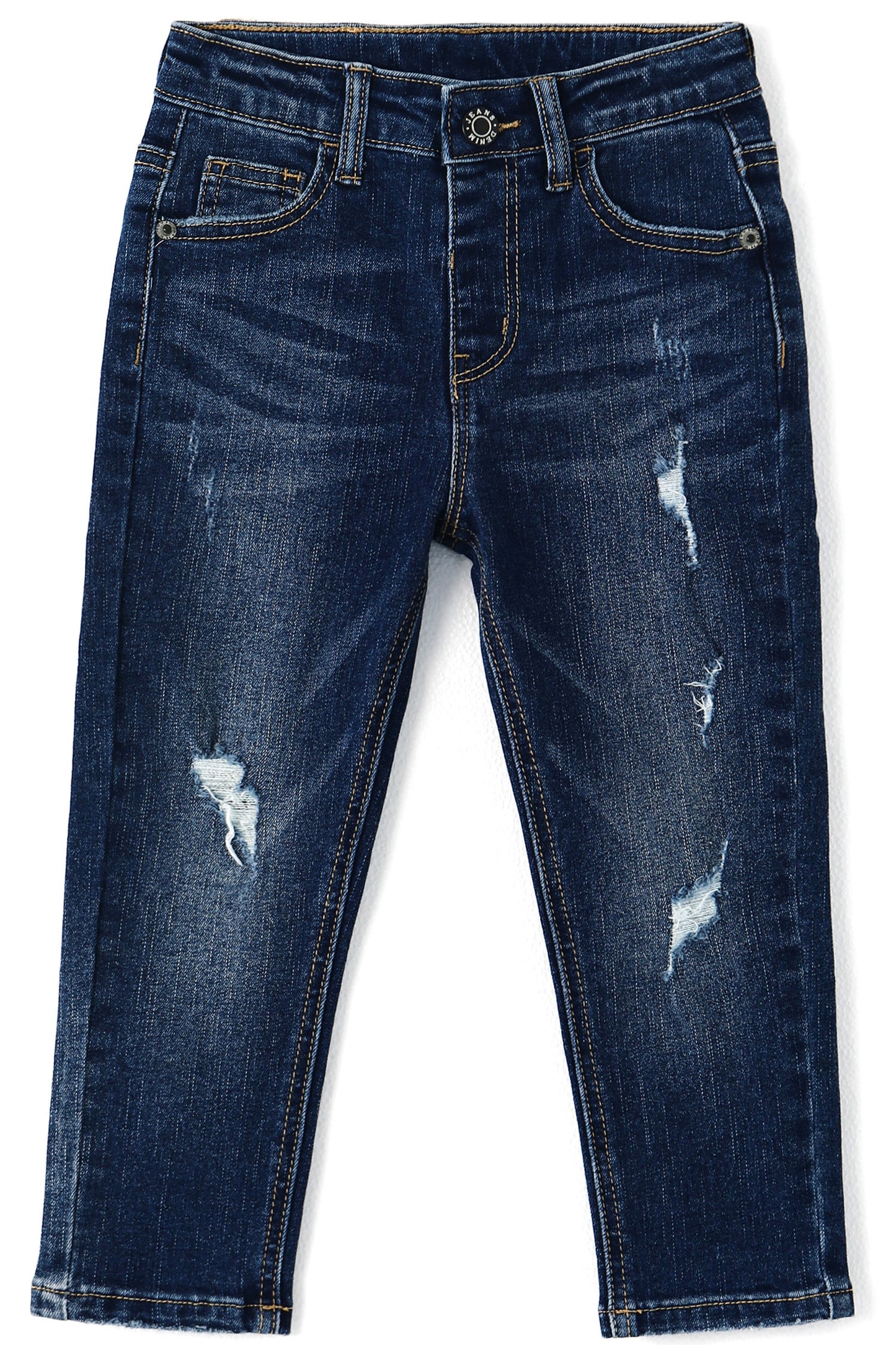 Elastic Band Baby Girl Boy Ripped Jeans
