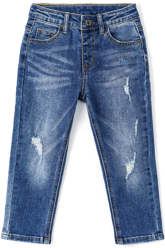 Elastic Band Baby Girl Boy Ripped Jeans