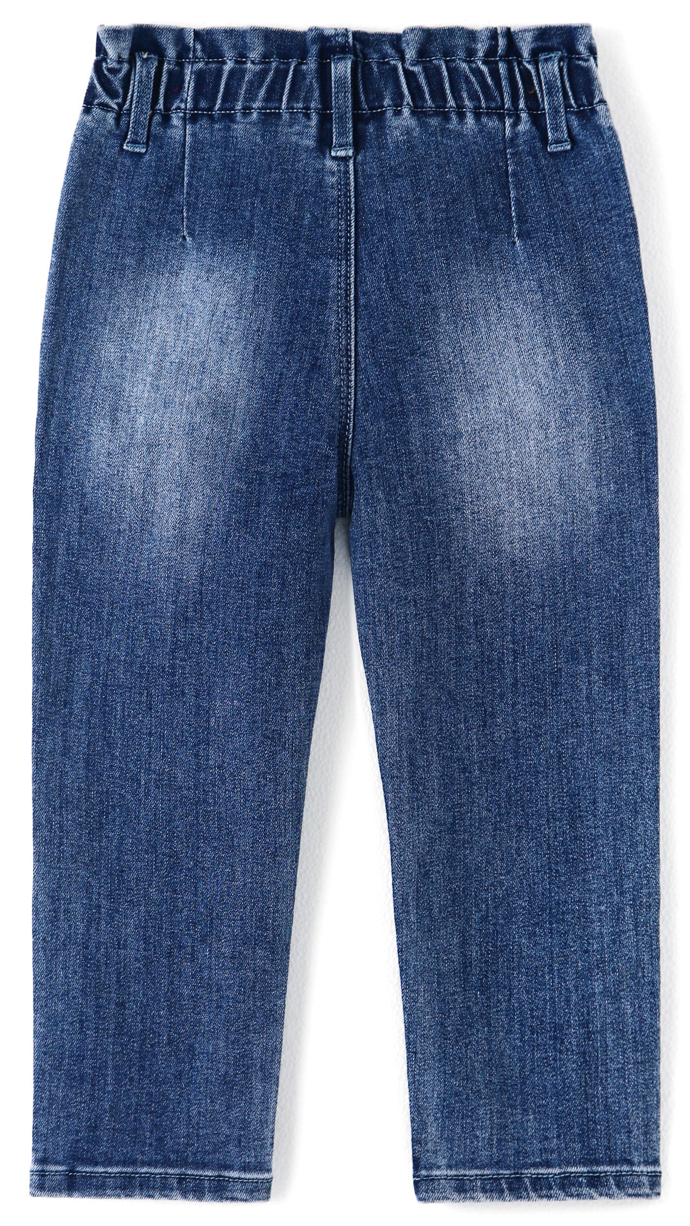 12M-5T Little Girls Ruffled Elastic Waist Diagonal Pocket Denim Pants