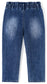 12M-5T Little Girls Ruffled Elastic Waist Diagonal Pocket Denim Pants
