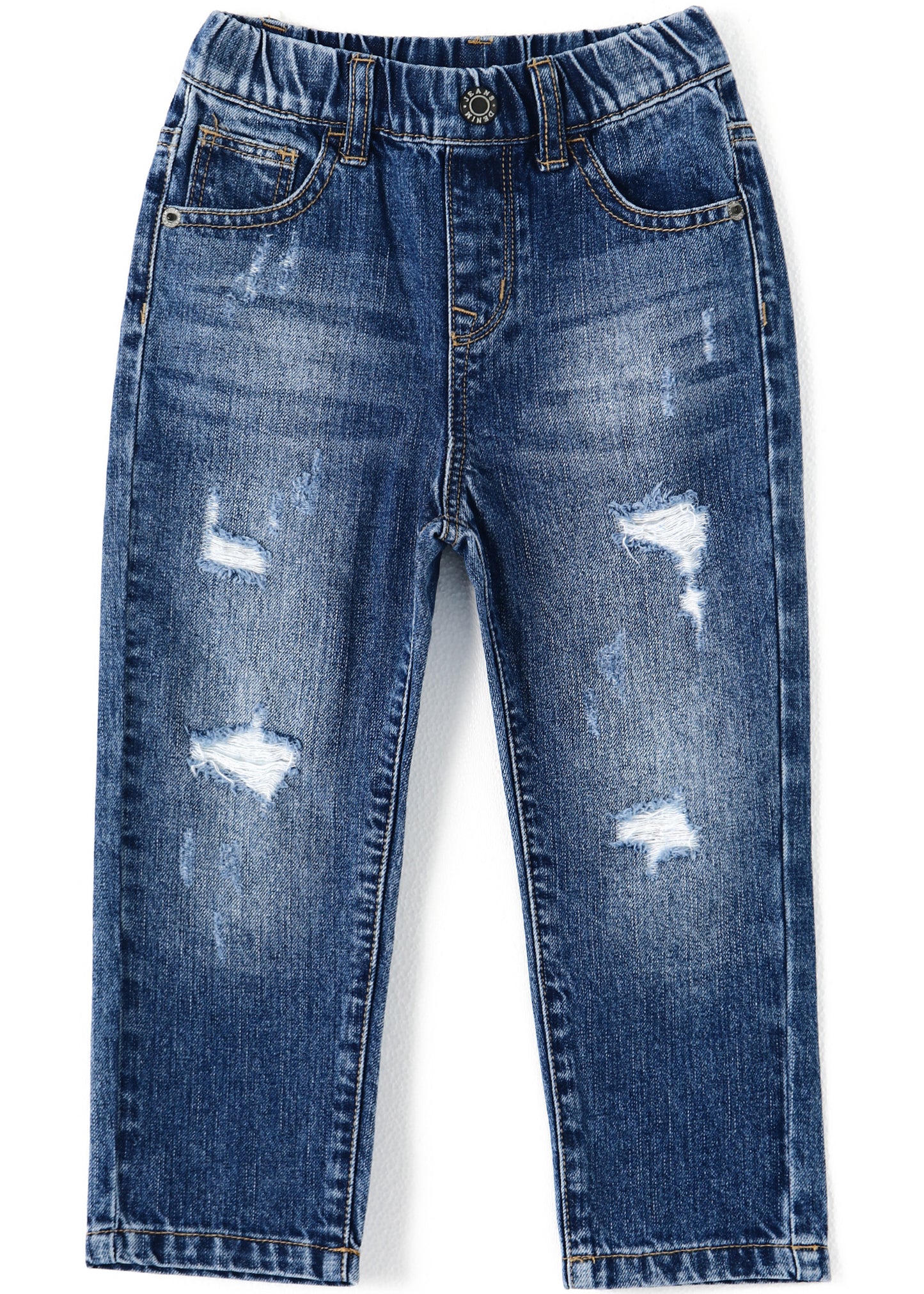 Girl Boy Jeans,Little Kid Elastic Band Inside Ripped Denim Pants