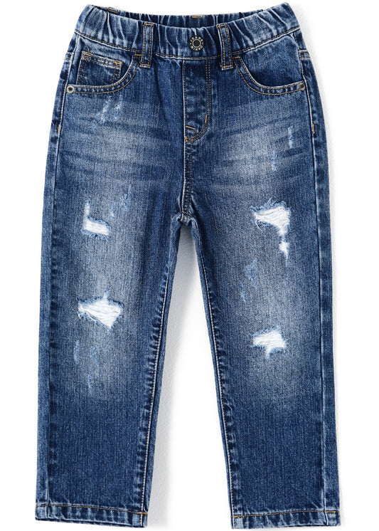 Girl Boy Jeans,Little Kid Elastic Band Inside Ripped Denim Pants