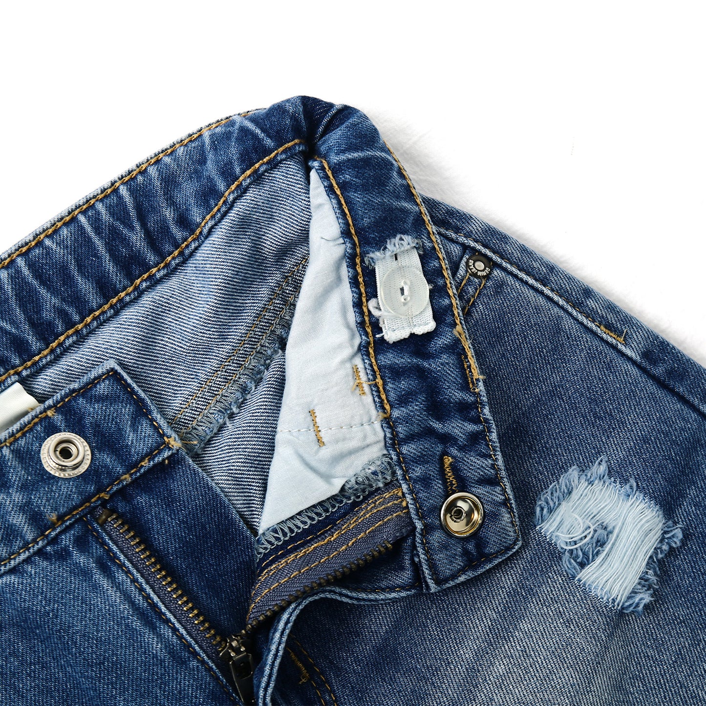 Baby Girl Boy Little Kid Elastic Band Inside Ripped Jeans