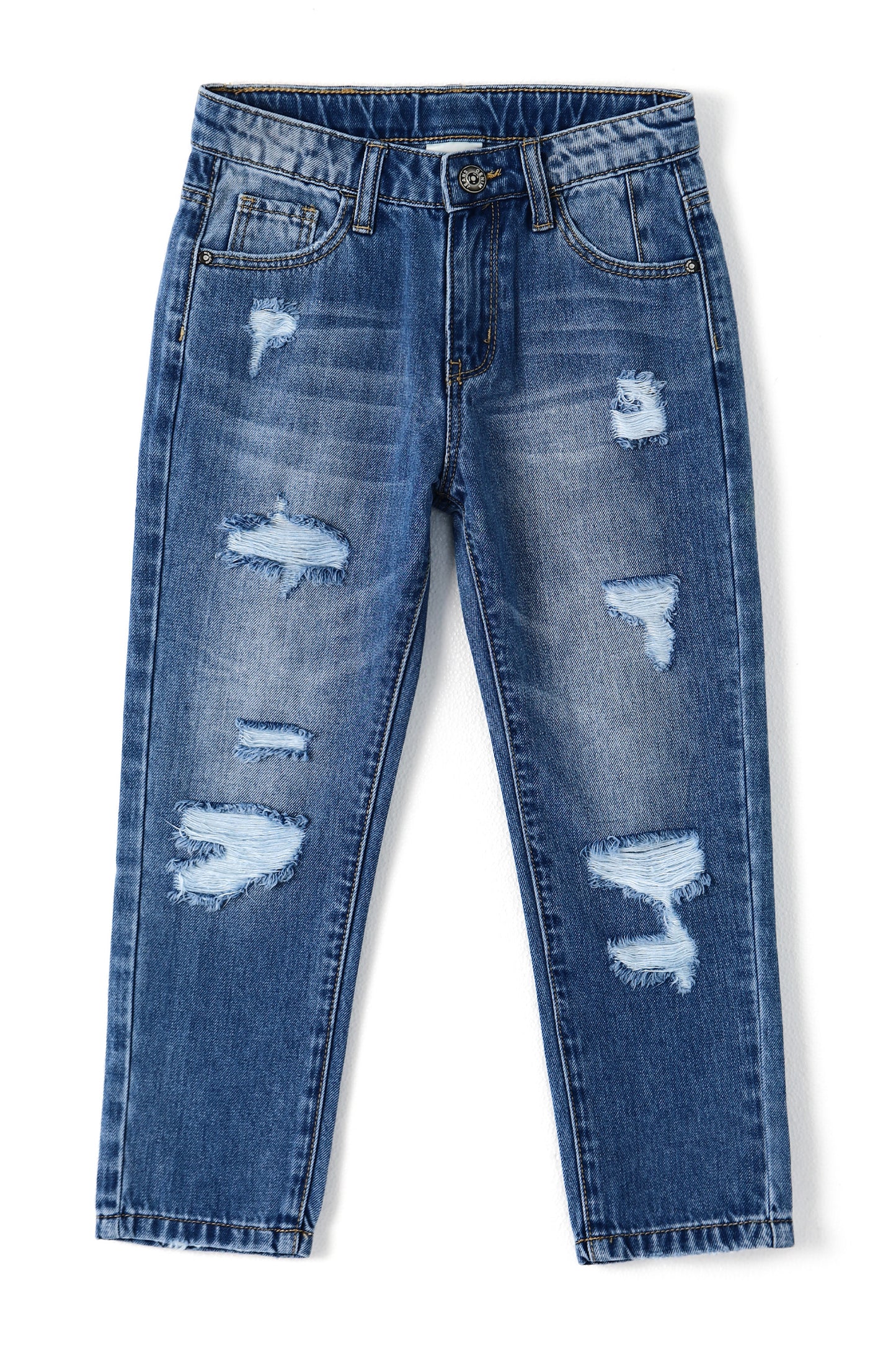 Baby Girl Boy Little Kid Elastic Band Inside Ripped Jeans