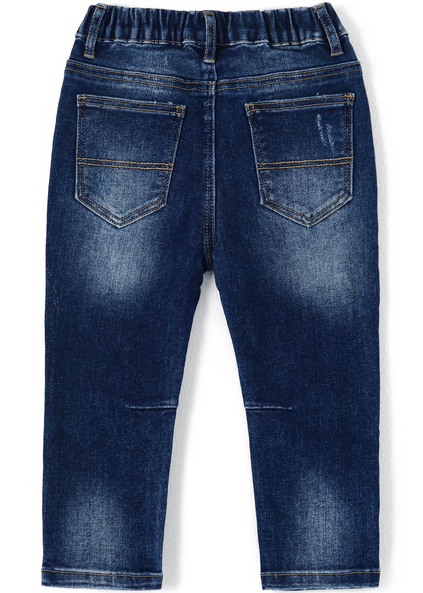 12M-5T Little Girls Ruffled Elastic Waist Diagonal Pocket Denim Jeans