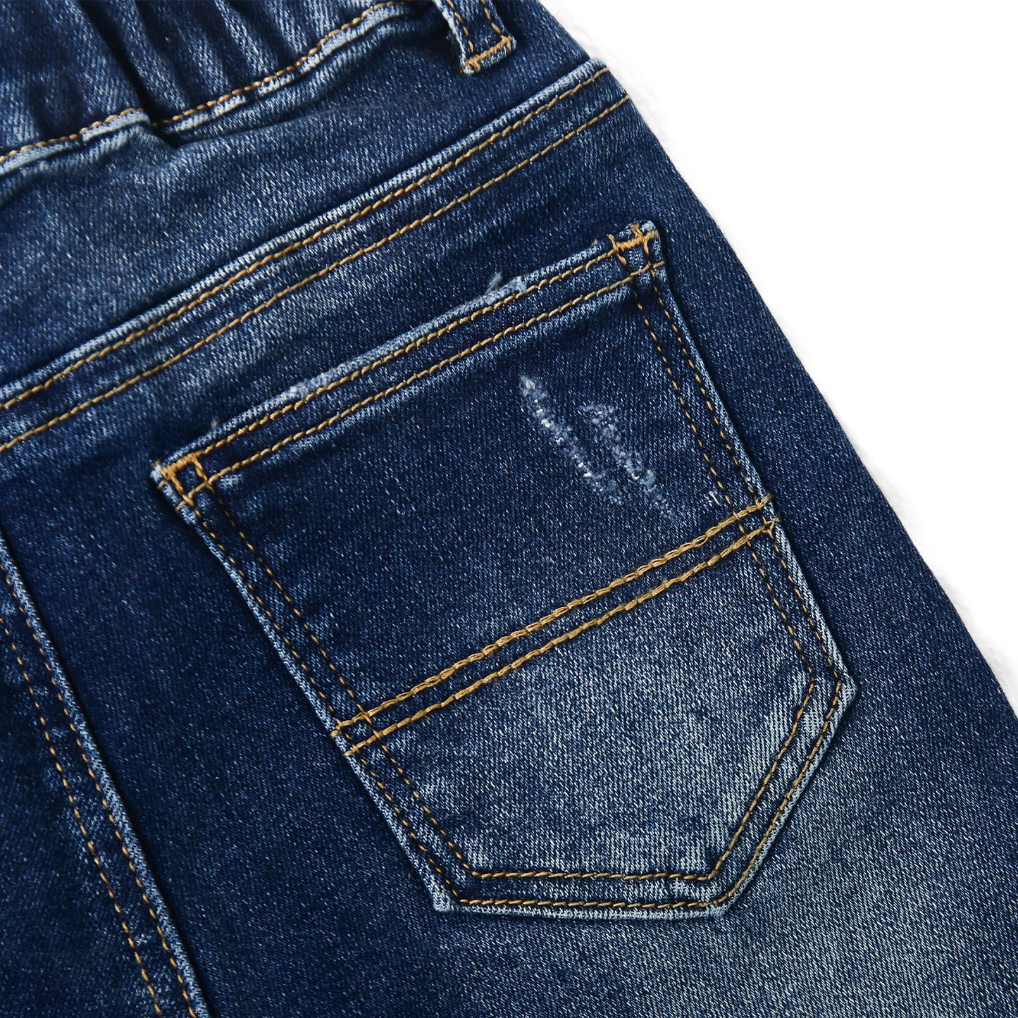 12M-5T Little Girls Ruffled Elastic Waist Diagonal Pocket Denim Jeans