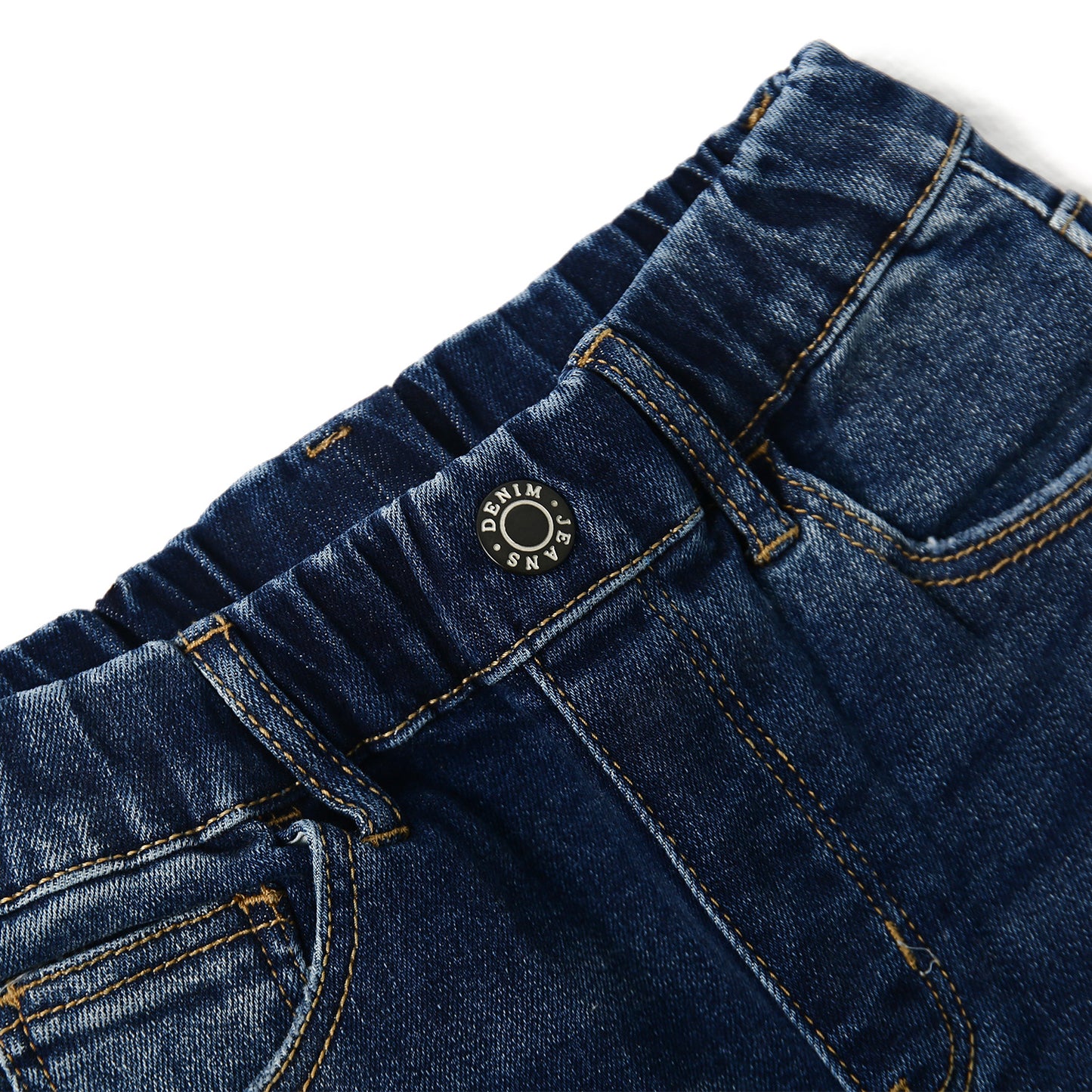 12M-5T Little Girls Ruffled Elastic Waist Diagonal Pocket Denim Jeans