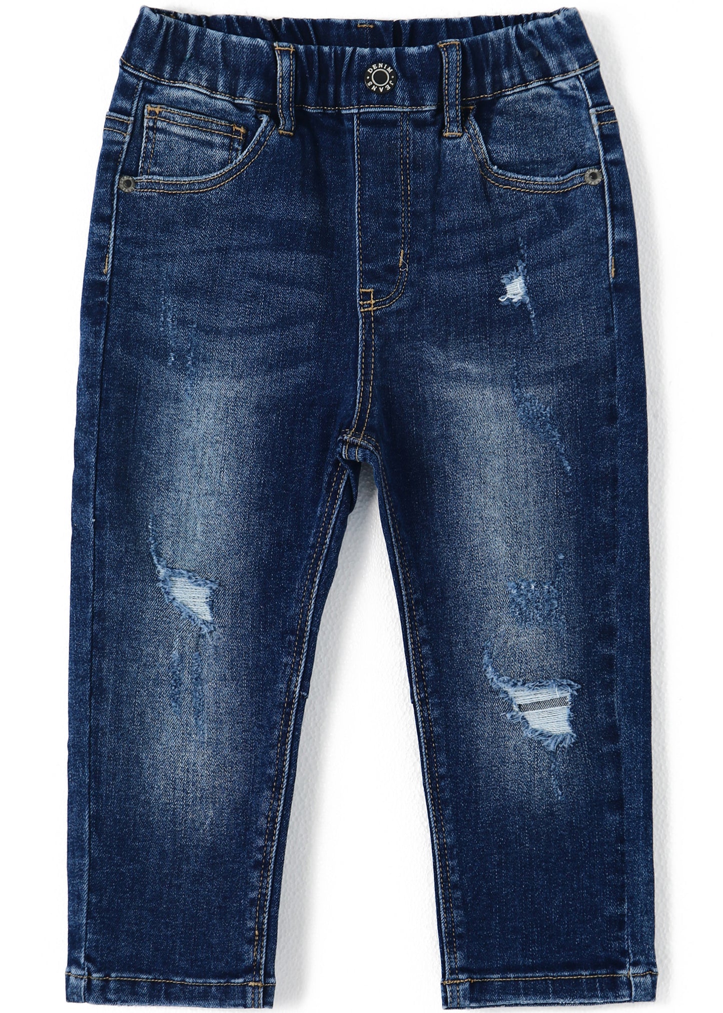 12M-5T Little Girls Ruffled Elastic Waist Diagonal Pocket Denim Jeans