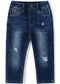 12M-5T Little Girls Ruffled Elastic Waist Diagonal Pocket Denim Jeans