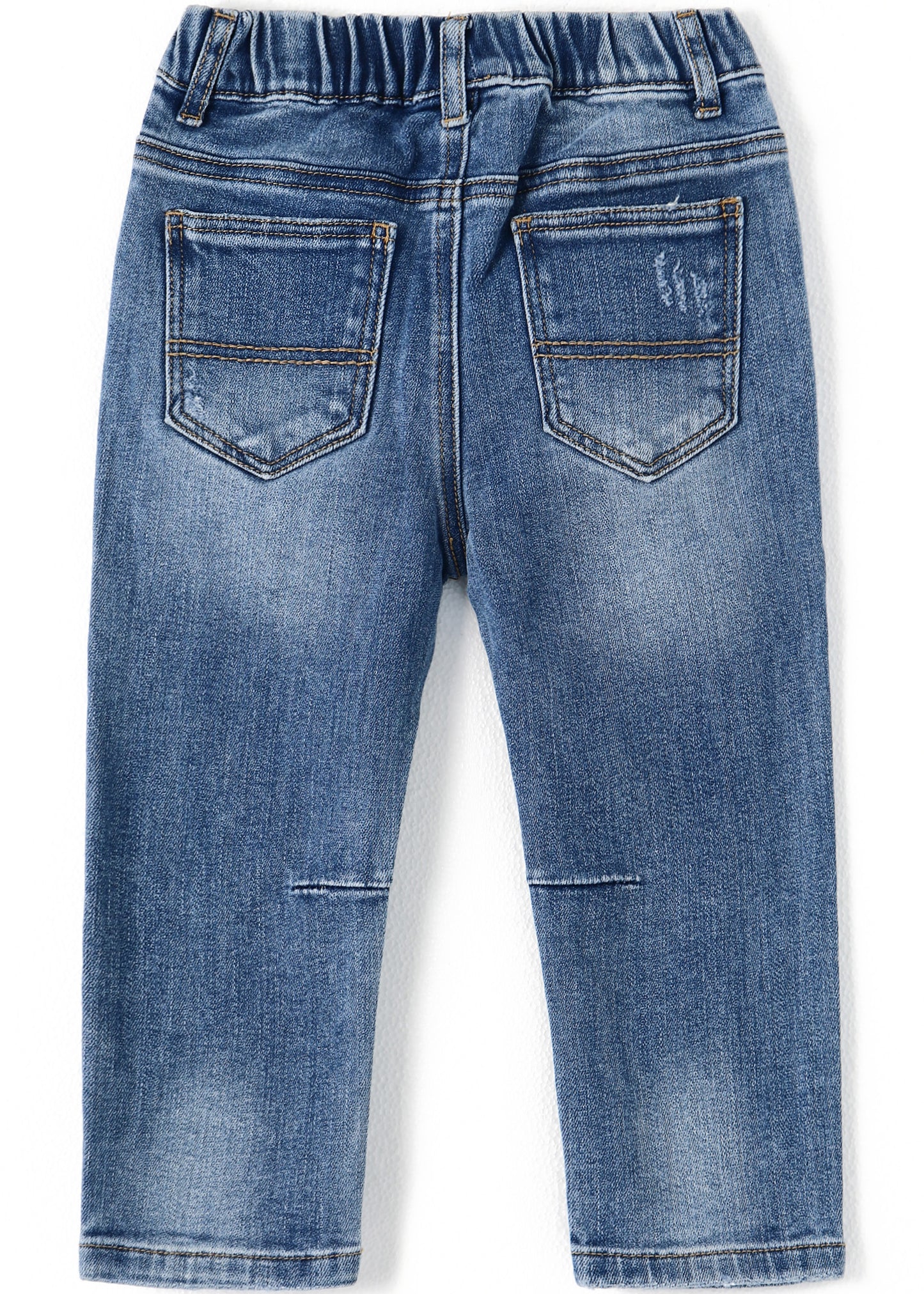 12M-5T Little Girls Ruffled Elastic Waist Diagonal Pocket Denim Jeans