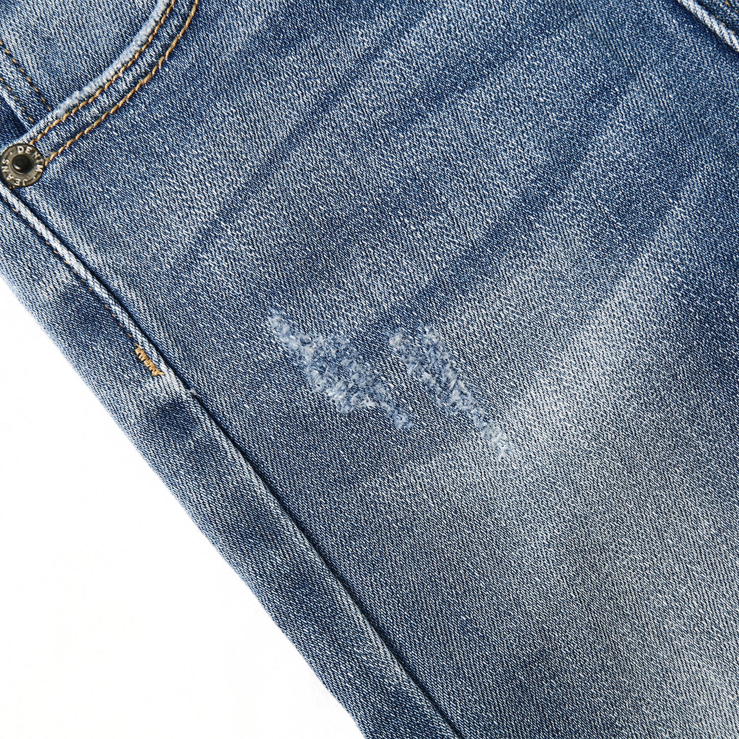 12M-5T Little Girls Ruffled Elastic Waist Diagonal Pocket Denim Jeans