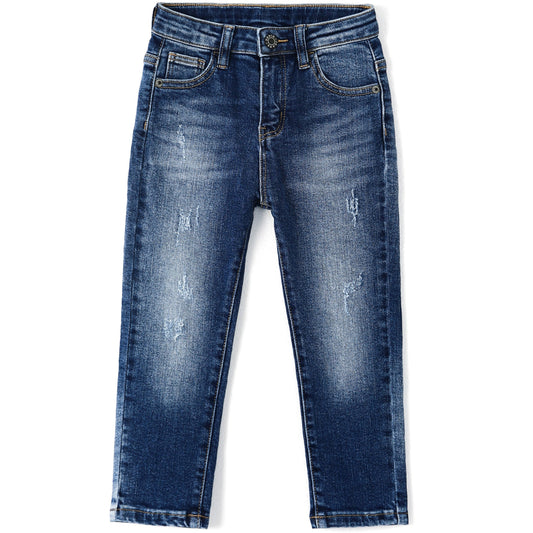 Baby Girl Boy Jeans Little Kid Elastic Band Inside Ripped Denim Jeans Pants