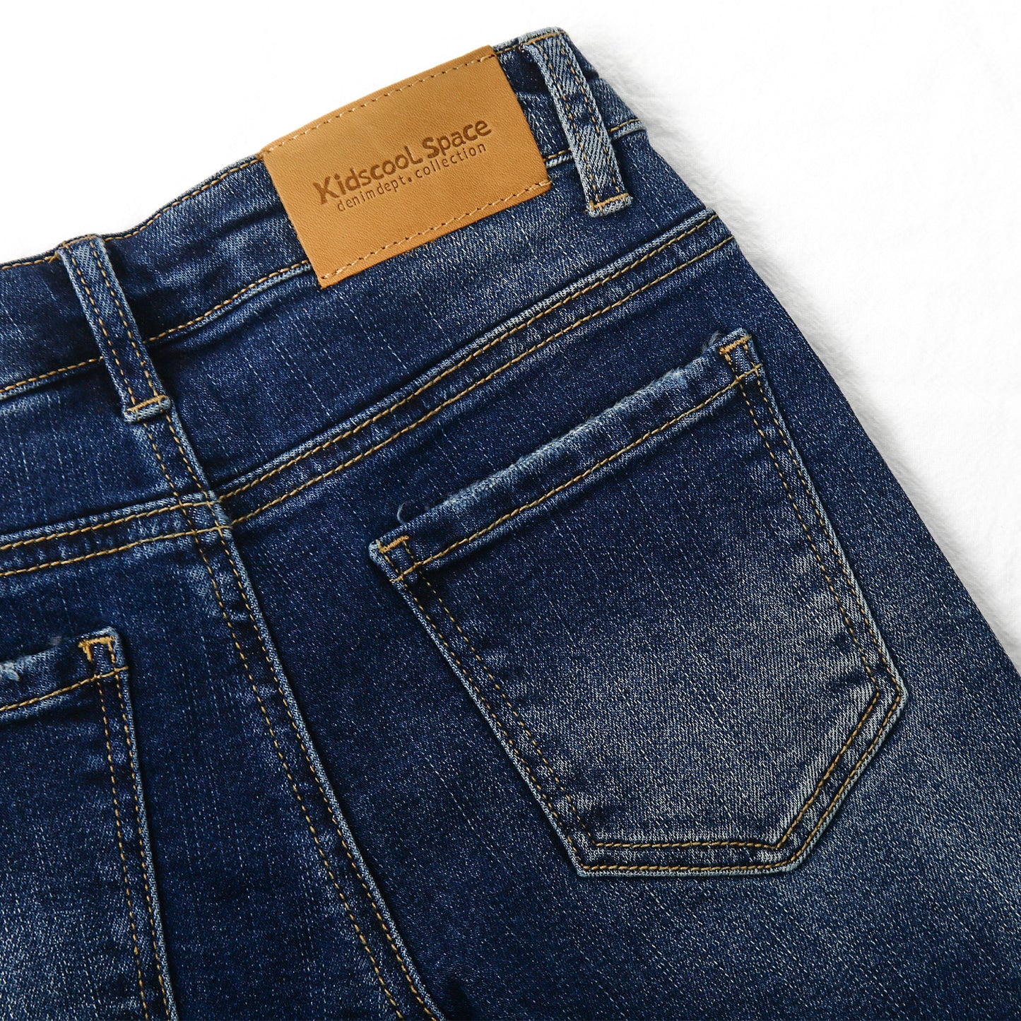 High Quality Girl Boy Little Kid Elastic Band Ripped Denim Jeans