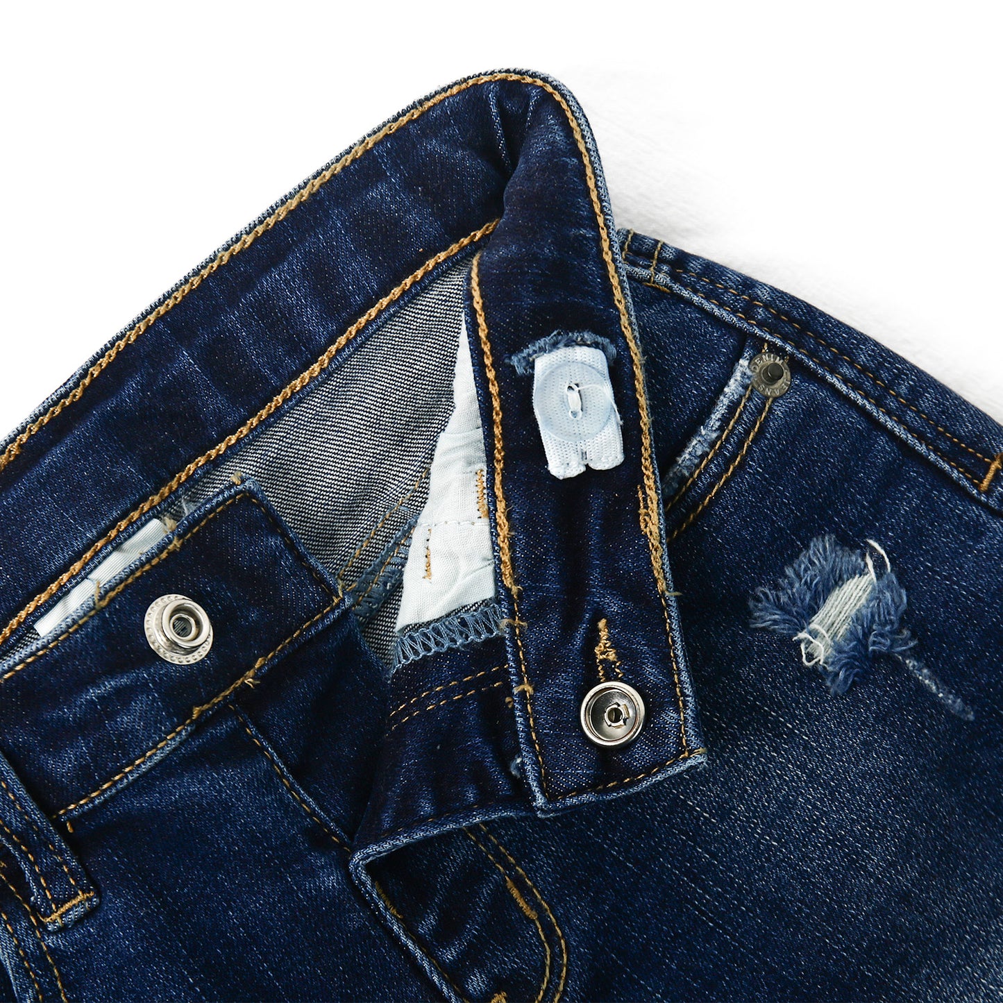 High Quality Girl Boy Little Kid Elastic Band Ripped Denim Jeans
