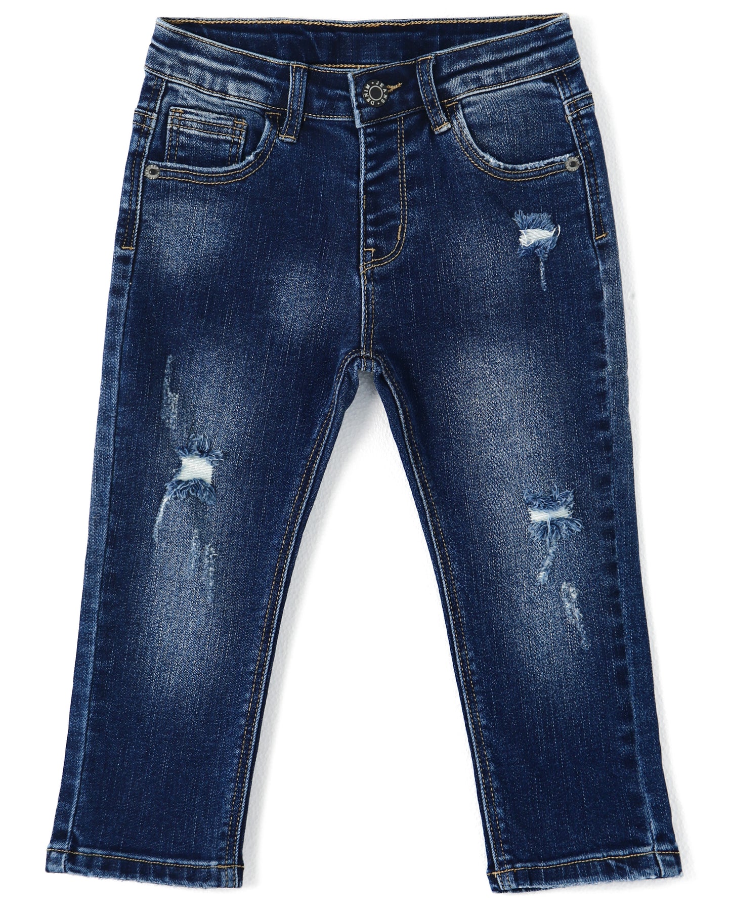 High Quality Girl Boy Little Kid Elastic Band Ripped Denim Jeans