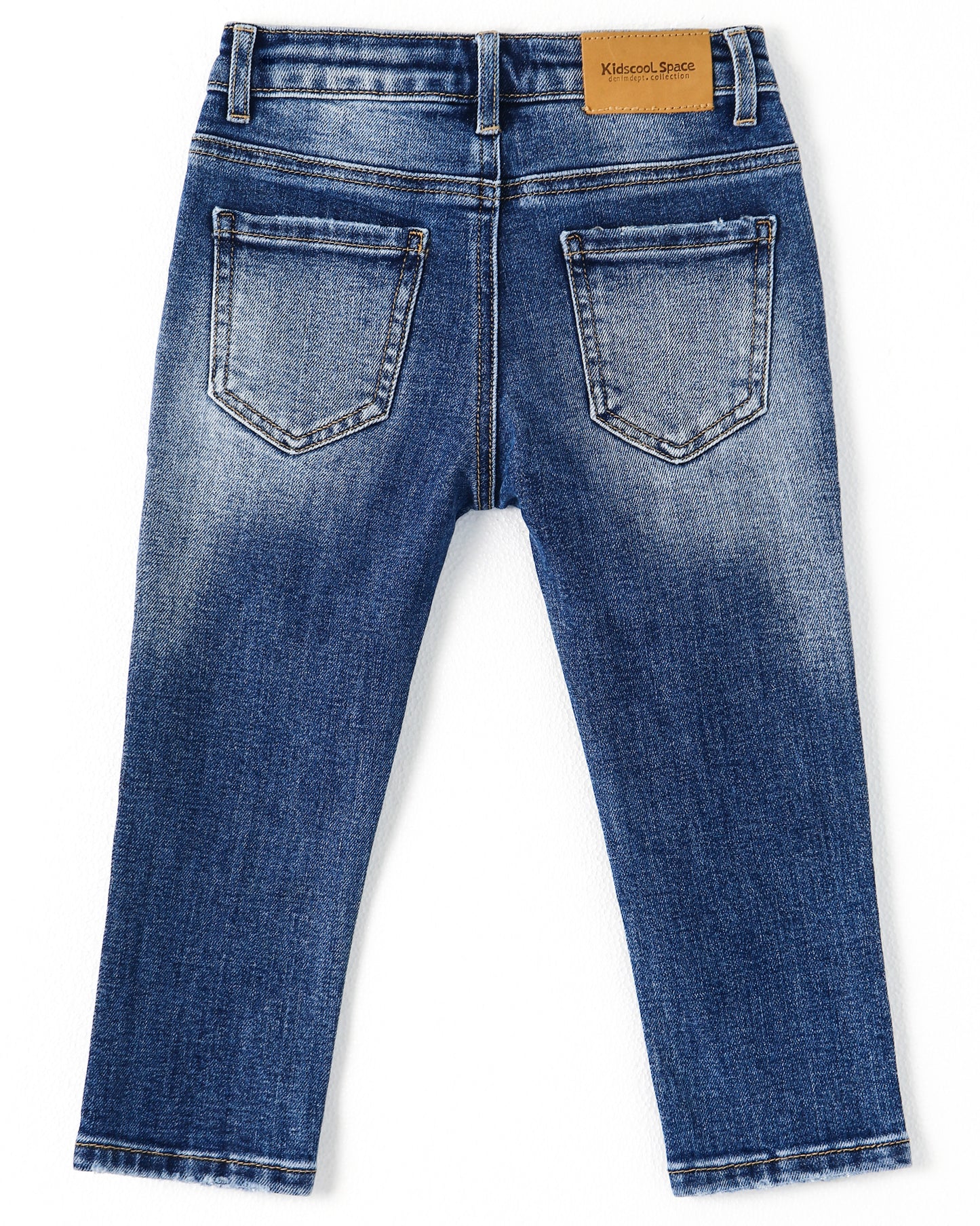 High Quality Girl Boy Little Kid Elastic Band Ripped Denim Jeans