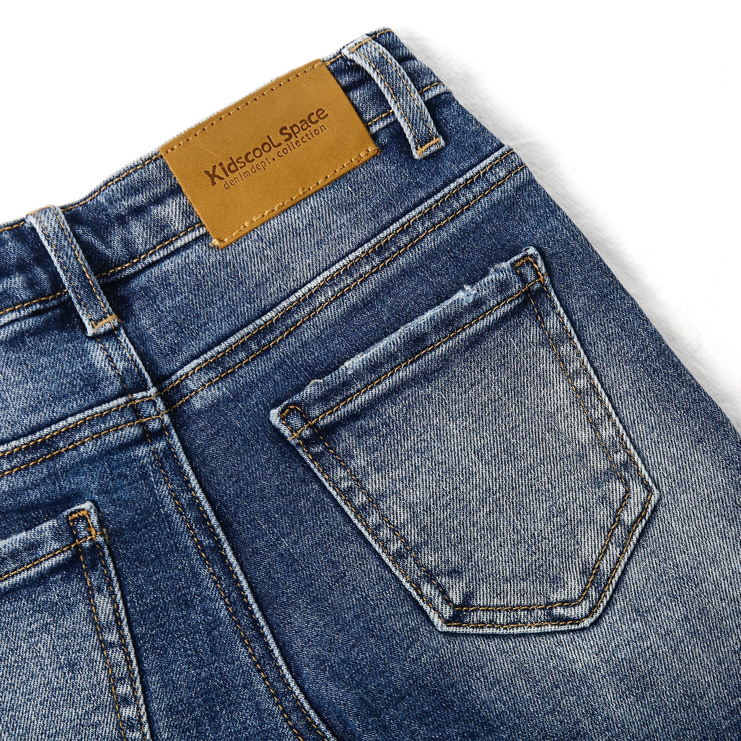 High Quality Girl Boy Little Kid Elastic Band Ripped Denim Jeans