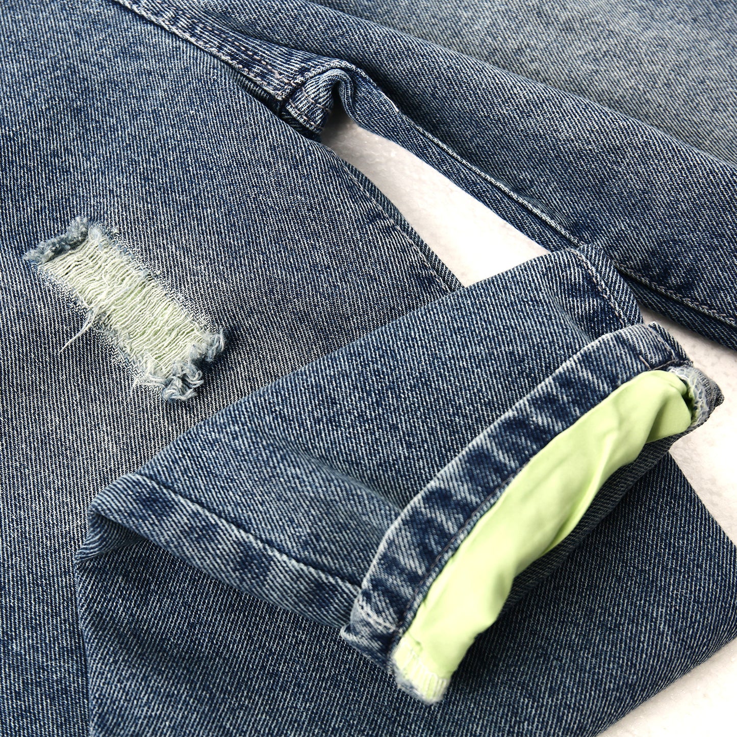Kids Denim Overalls Colored Ripped Rompers