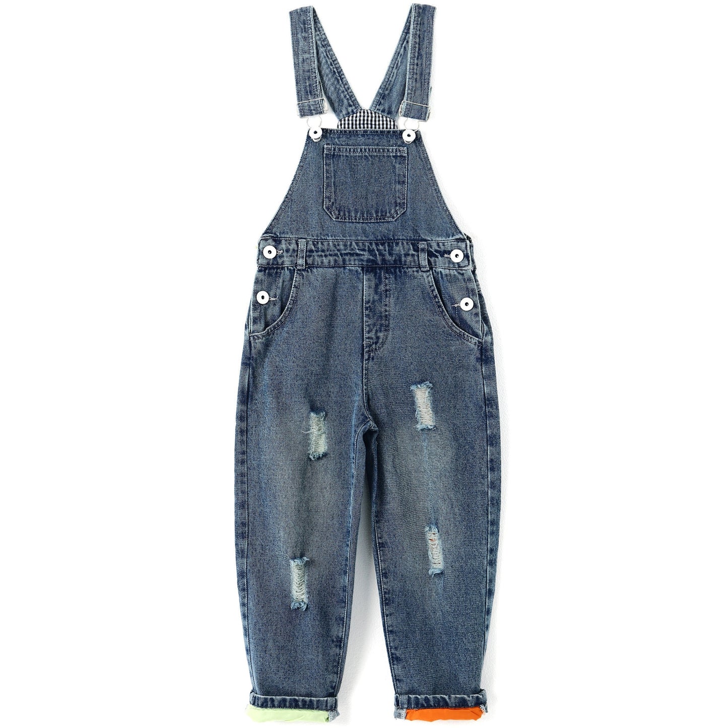 Kids Denim Overalls Colored Ripped Rompers